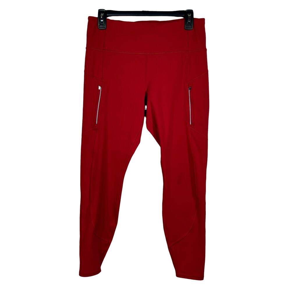 Athleta Large Rainier Leggings Mid-Rise Zip Pockets Drawstring Stretch Pull-On